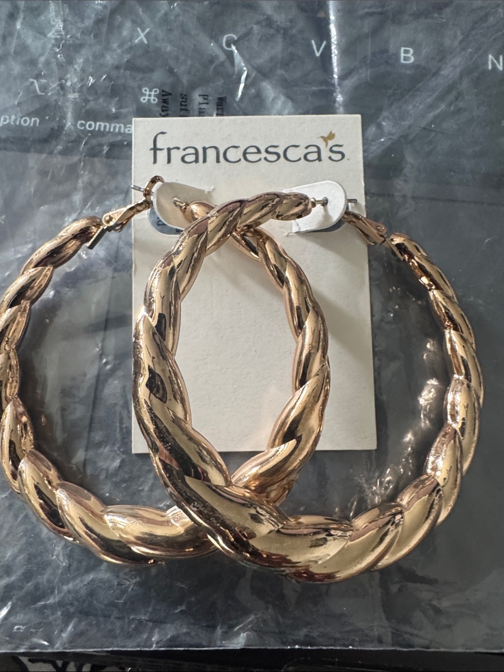 Francesca's Collections Braided Rose Gold Hoop Earrings